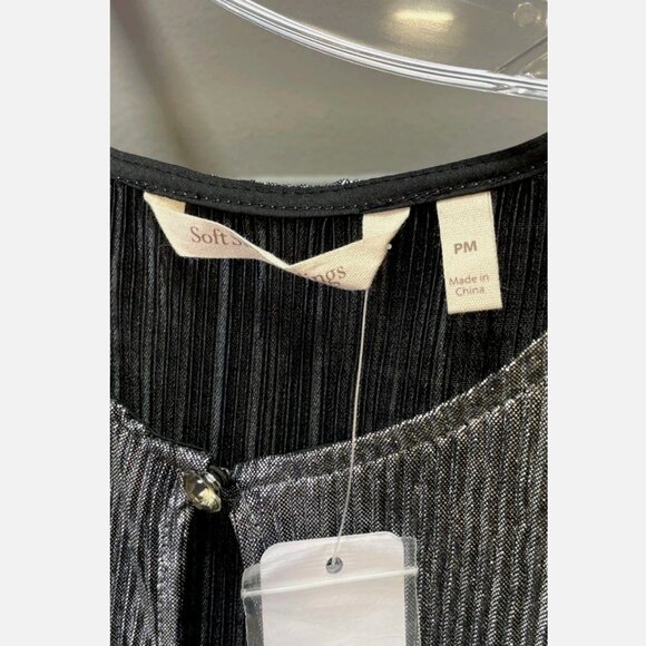 NWT Soft Surroundings Maxi Annabelle Pleated Dress Silver Petite Med (10-12) - Picture 11 of 12